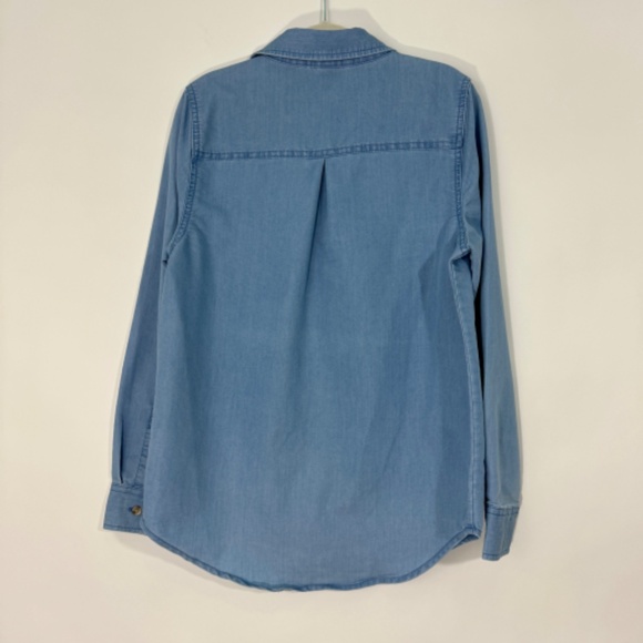 Thereabouts Big Girls Size Large 14 Blue Chambray Button Front Long Sleeve Shirt - Picture 6 of 7